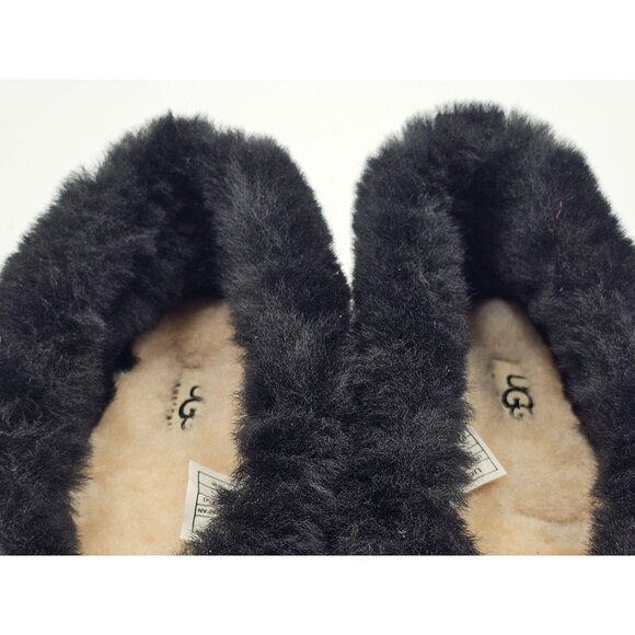 UGG Australia Women's Black Suede Fuzzy Lined Rylan Skimmer Slippers Size 8 2977 - Picture 6 of 16